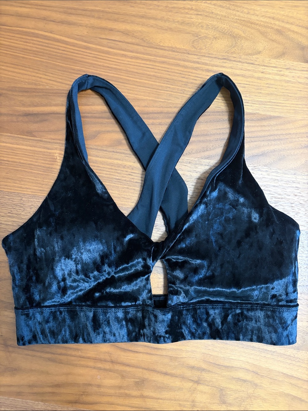 Fabletics Velvet Crossback Bralette - Black